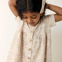 Organic Cotton Lola Dress - April Floral Mauve Childrens Dress from Jamie Kay Australia