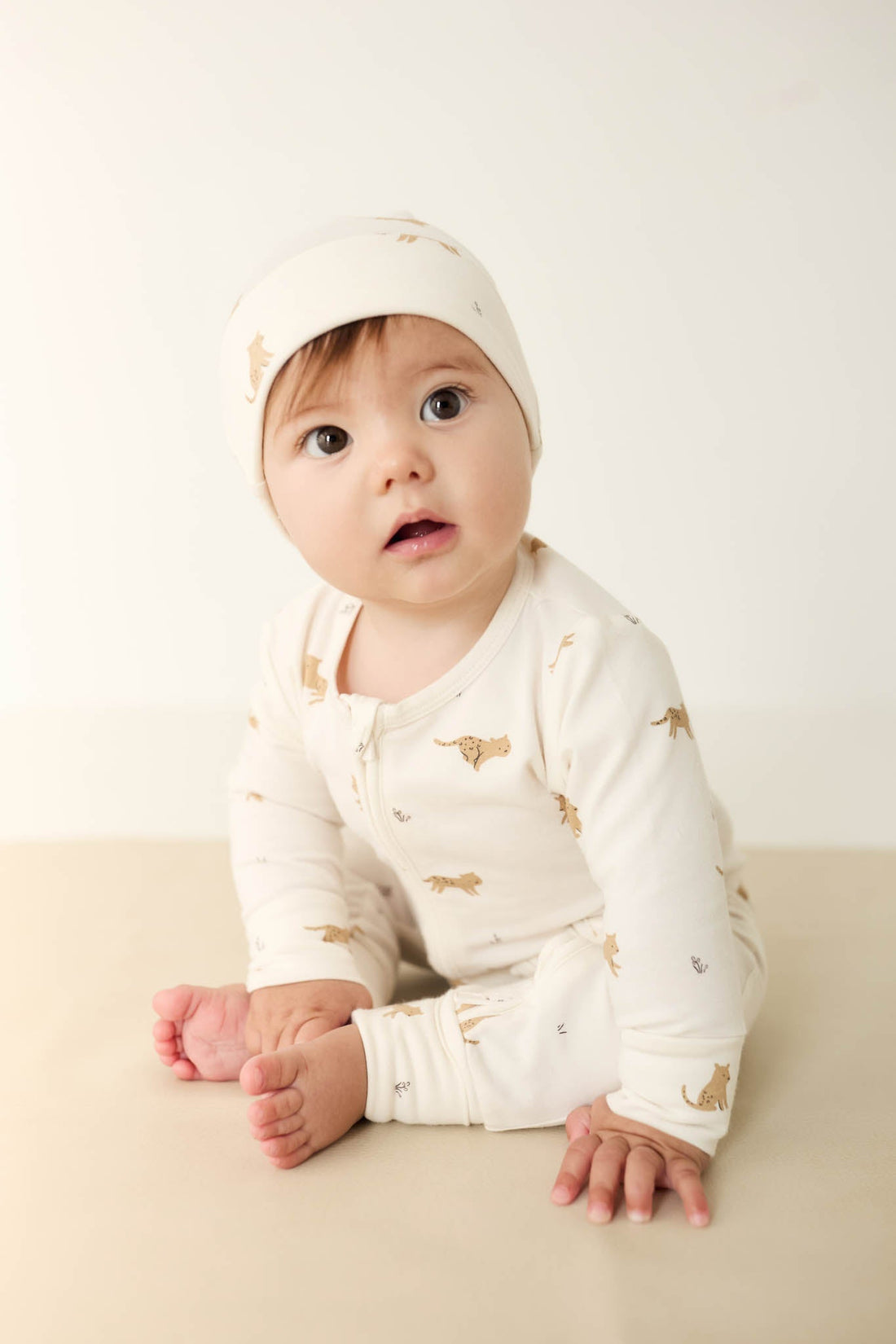 Organic Cotton Reese Zip Onepiece - Lenny Leopard Cloud Childrens Onepiece from Jamie Kay Australia