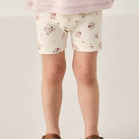 Organic Cotton Everyday Bike Short - Lauren Floral Tofu Childrens Short from Jamie Kay Australia