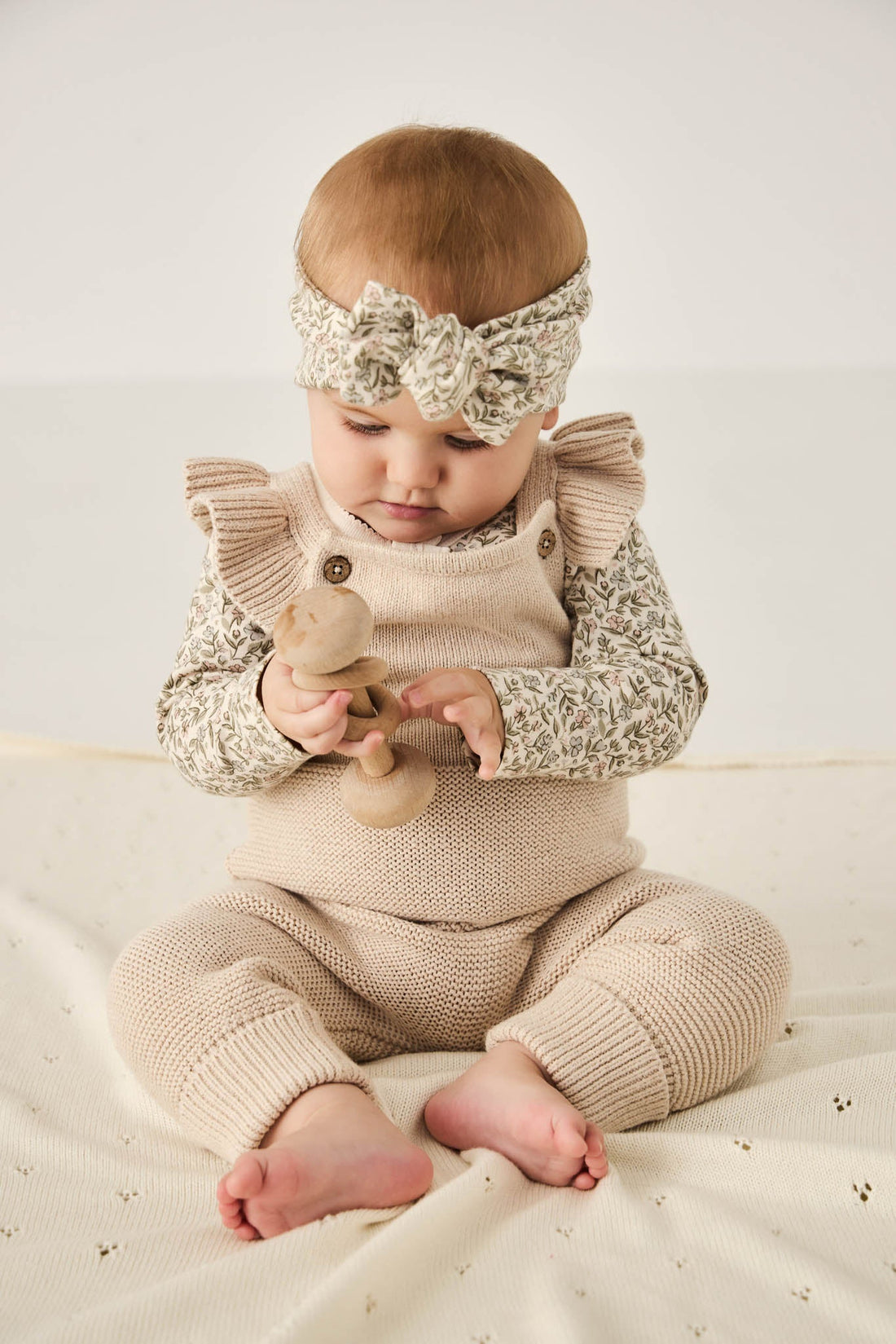 Organic Cotton Long Sleeve Bodysuit - Ariella Eggnog Childrens Bodysuit from Jamie Kay Australia