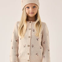 Delilah Cardigan - Delilah Jacquard Misty Rose Childrens Cardigan from Jamie Kay Australia