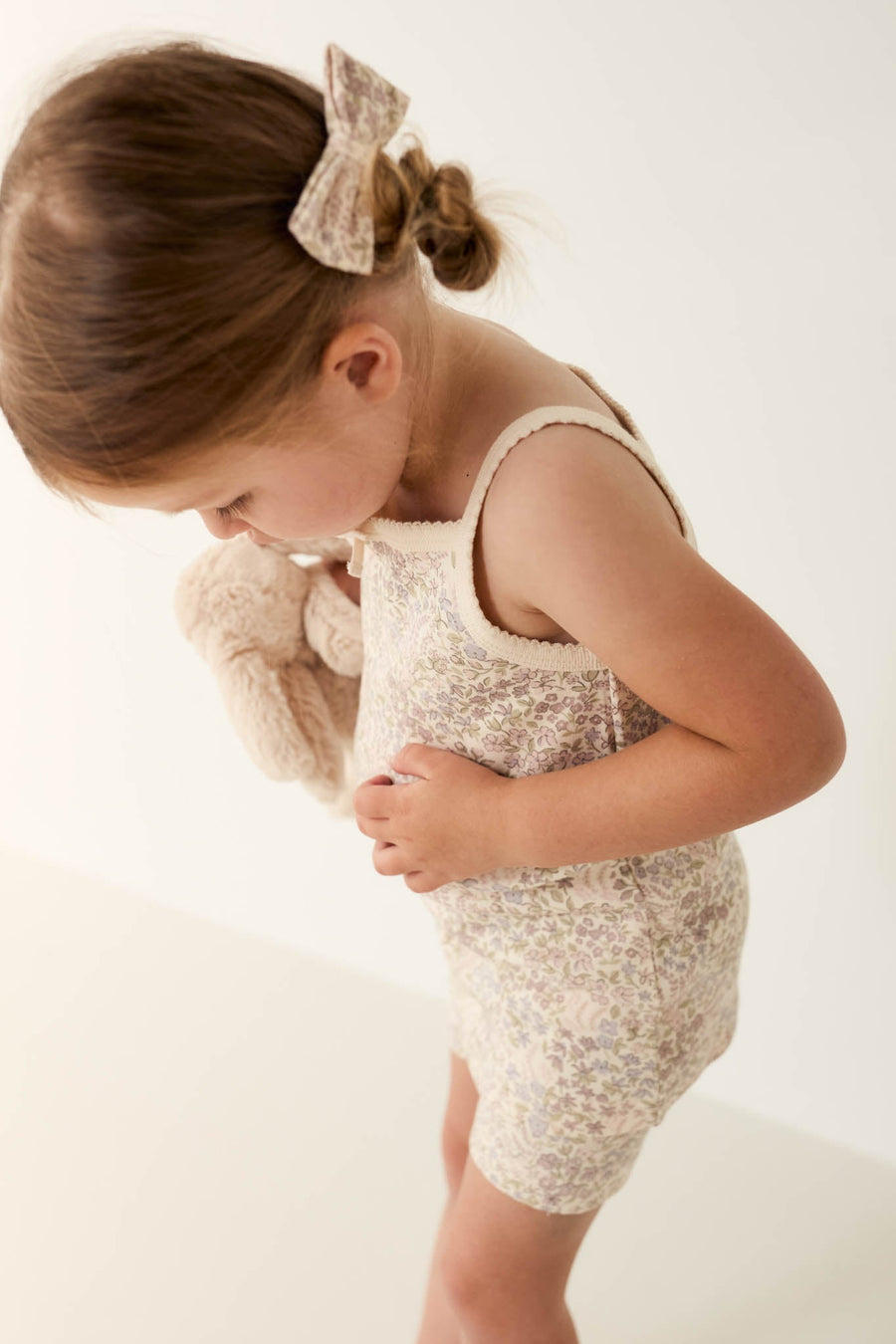 Organic Cotton Singlet - April Floral Mauve Childrens Singlet from Jamie Kay Australia