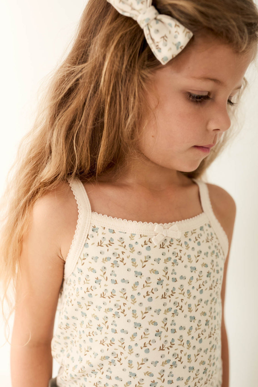 Organic Cotton Singlet - Blueberry Ditsy Childrens Singlet from Jamie Kay Australia