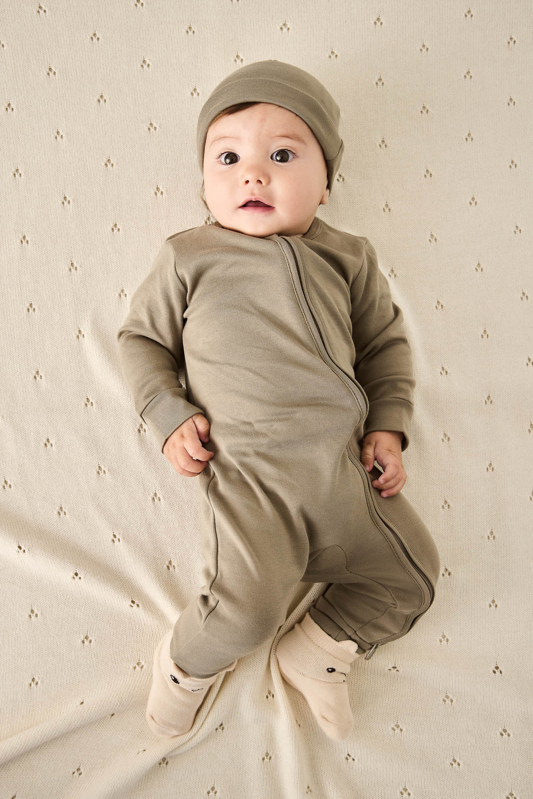 Pima Cotton Frankie Zip Onepiece - Vert Childrens Onepiece from Jamie Kay Australia