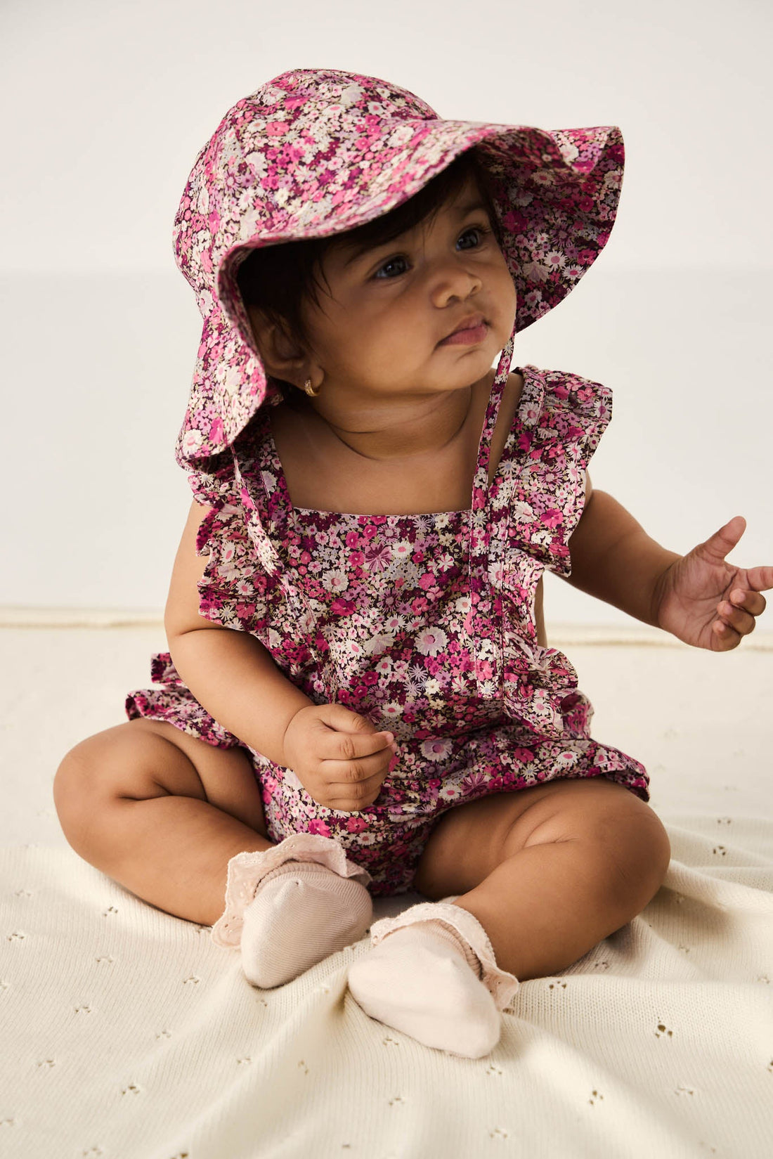 Organic Cotton Madeline Playsuit - Garden Print Childrens Playsuit from Jamie Kay Australia