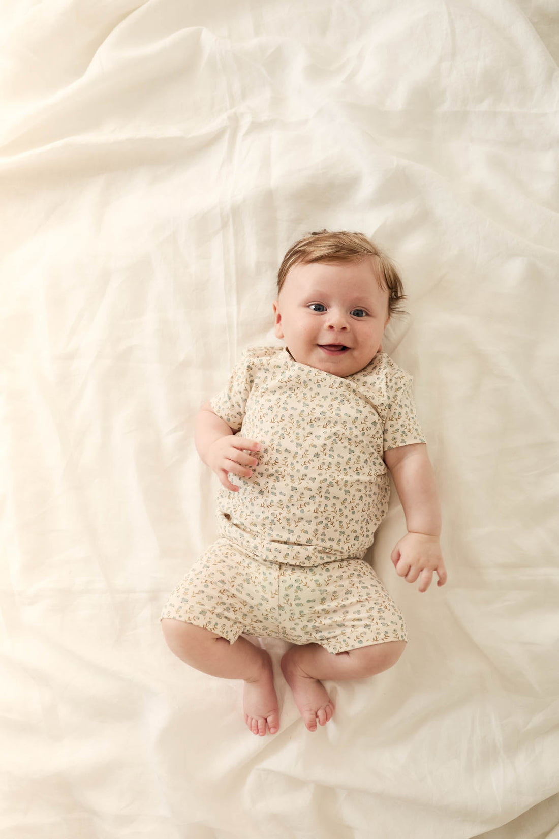 Organic Cotton Skye Short Sleeve Set - Blueberry Ditsy Childrens Pyjamas from Jamie Kay Australia