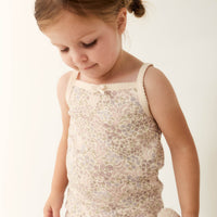 Organic Cotton Singlet - April Floral Mauve Childrens Singlet from Jamie Kay Australia