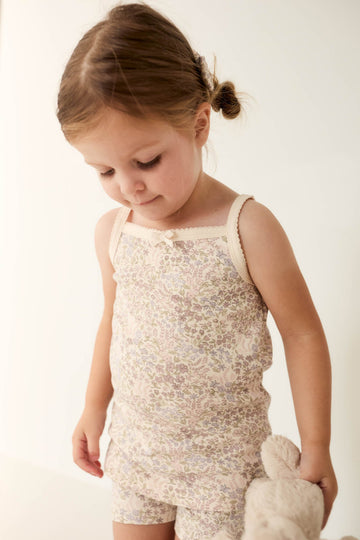 Organic Cotton Singlet - April Floral Mauve Childrens Singlet from Jamie Kay Australia