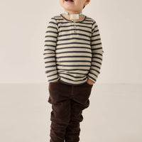 Organic Cotton Modal Long Sleeve Henley - Cassava/Arctic Childrens Top from Jamie Kay Australia