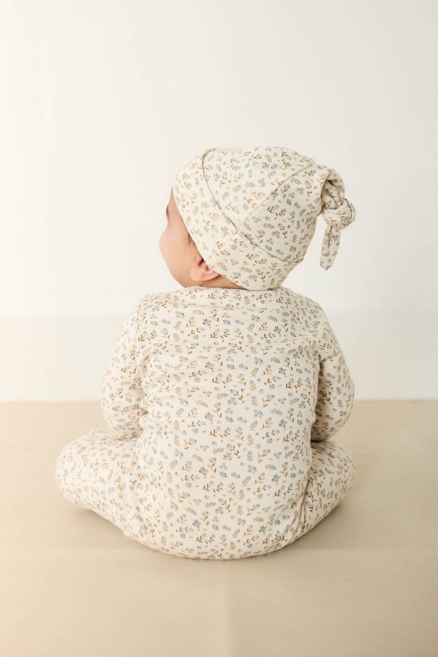 Organic Cotton Knot Beanie - Blueberry Ditsy Childrens Hat from Jamie Kay Australia