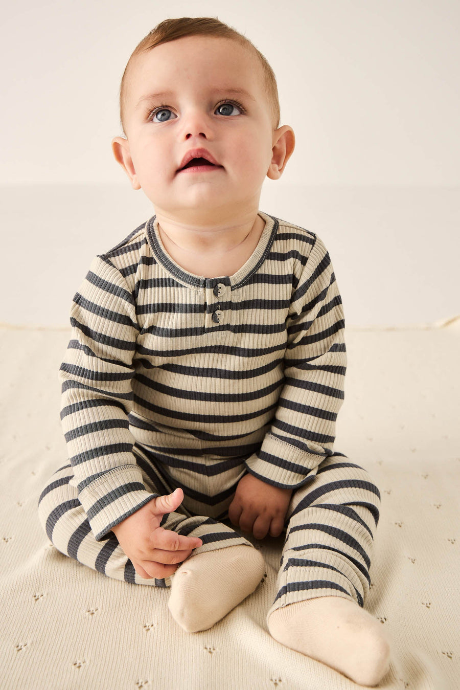 Organic Cotton Modal Long Sleeve Bodysuit - Cassava/Arctic Childrens Bodysuit from Jamie Kay Australia