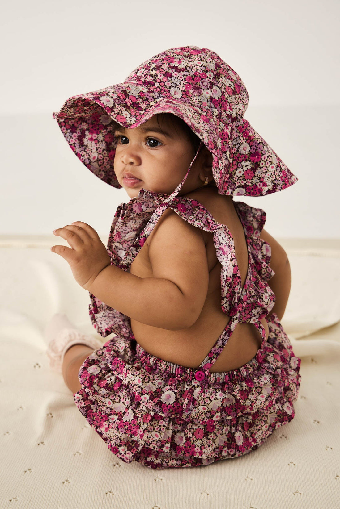 Organic Cotton Noelle Hat - Garden Print Childrens Hat from Jamie Kay Australia