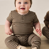 Organic Cotton Modal Darcy Rib Tee Bodysuit - Bear/Cassava Childrens Bodysuit from Jamie Kay Australia