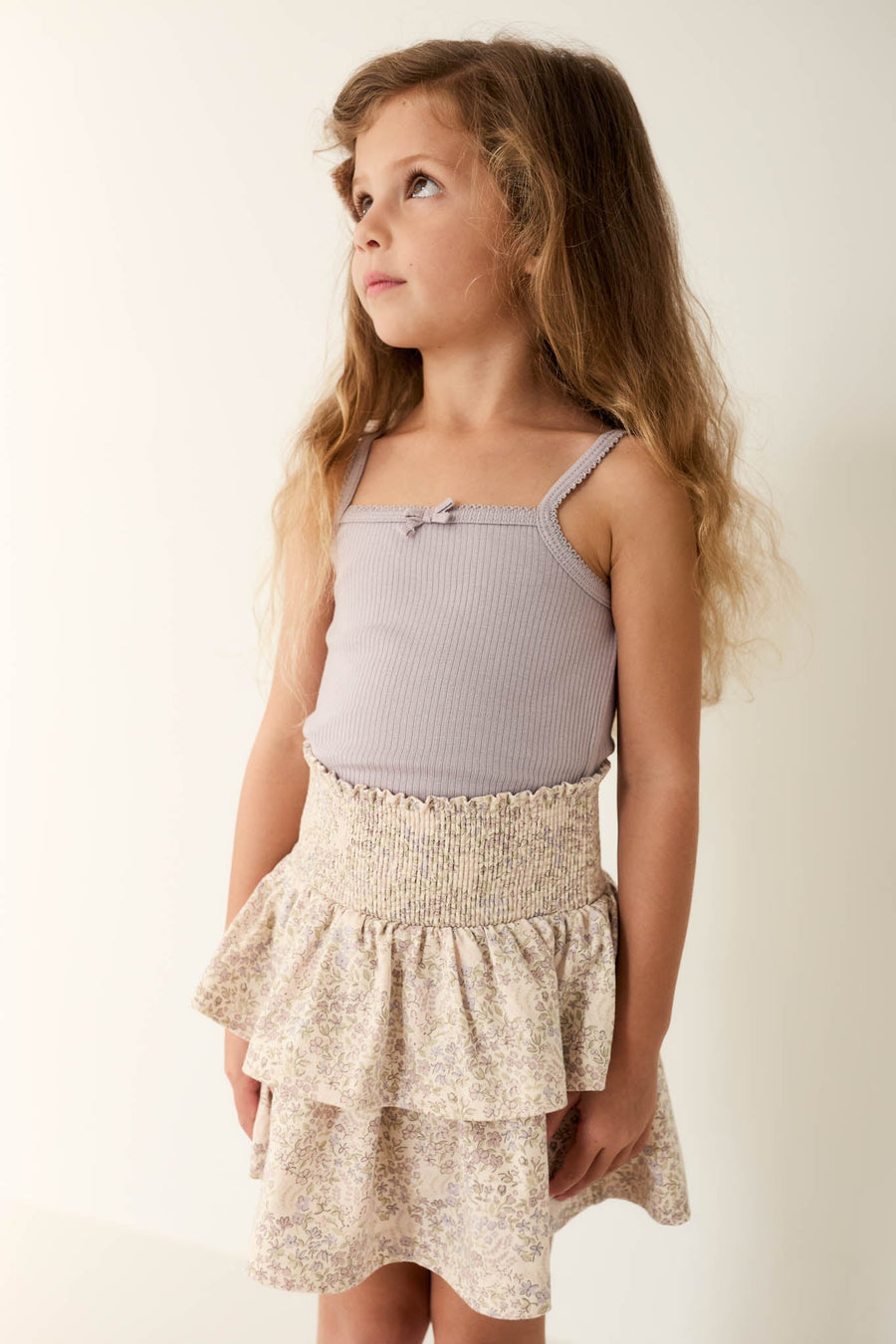 Organic Cotton Ruby Skirt - April Floral Mauve Childrens Skirt from Jamie Kay Australia