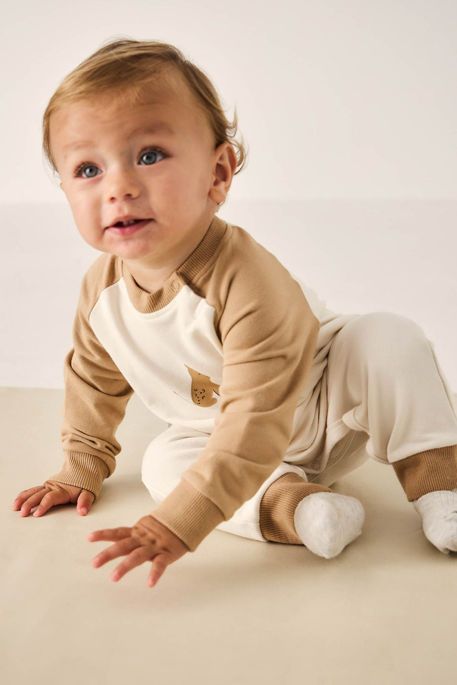 Organic Cotton Tao Sweatshirt Onepiece - Bronzed Leopard Childrens Onepiece from Jamie Kay Australia