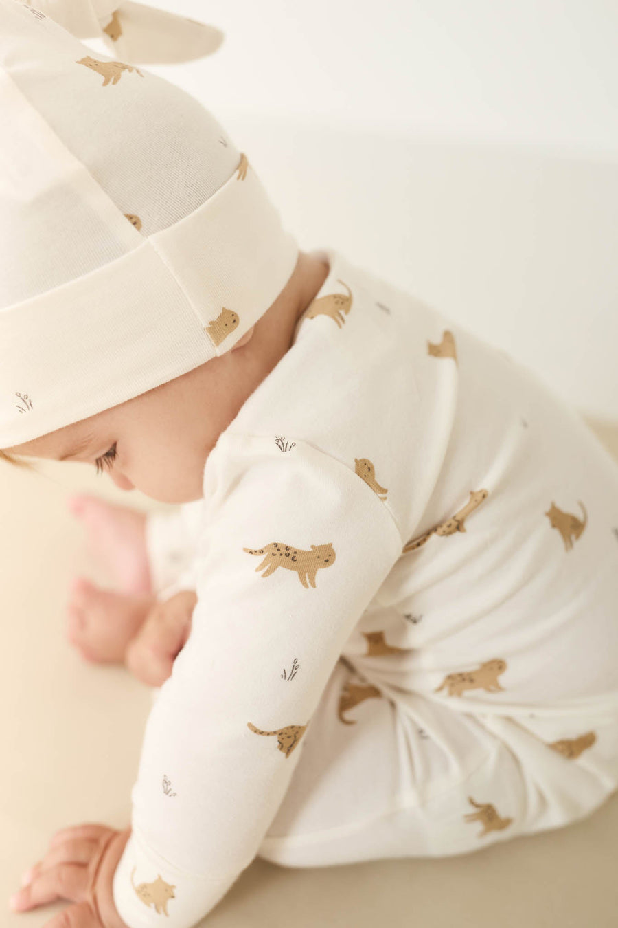 Organic Cotton Reese Zip Onepiece - Lenny Leopard Cloud Childrens Onepiece from Jamie Kay Australia