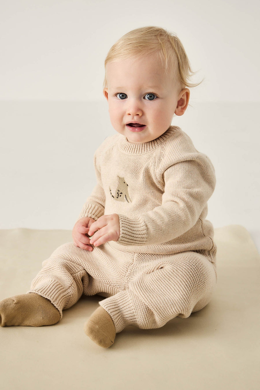 Ethan Jumper - Oatmeal Marle Leopard Childrens Jumper from Jamie Kay Australia