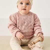 Organic Cotton Everyday Legging - Rosalie Floral Mauve Childrens Legging from Jamie Kay Australia