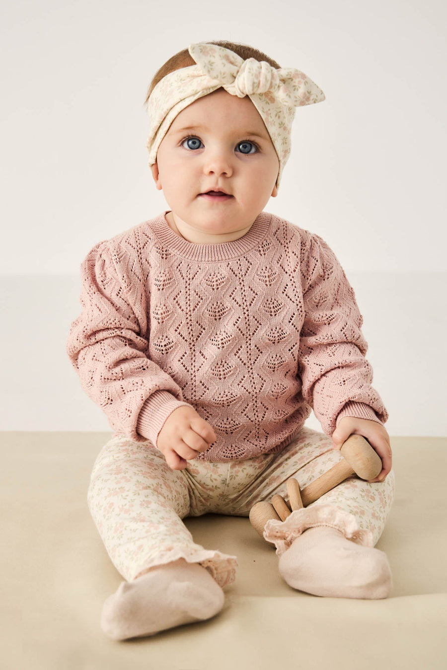 Organic Cotton Everyday Legging - Rosalie Floral Mauve Childrens Legging from Jamie Kay Australia