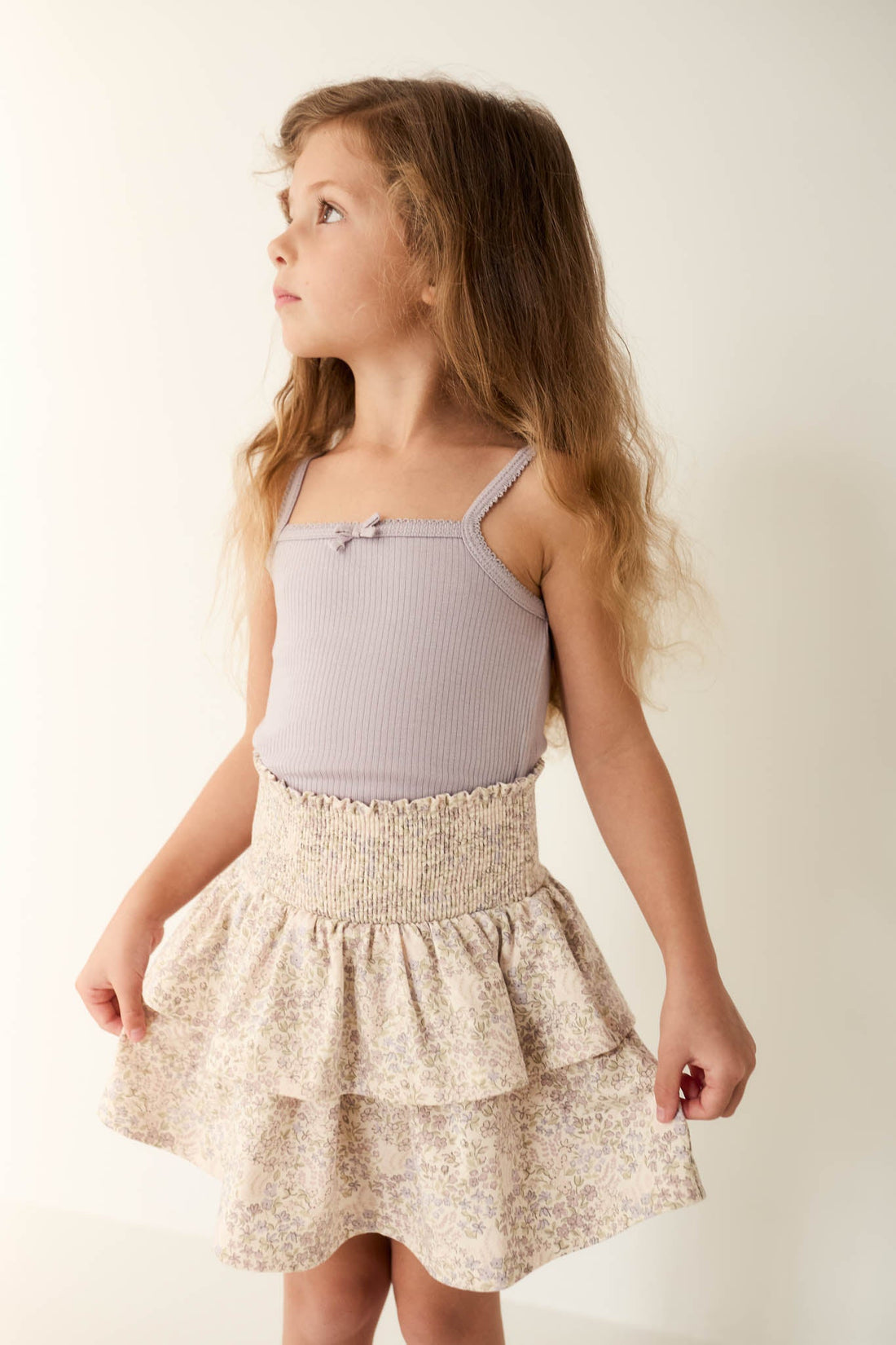 Organic Cotton Ruby Skirt - April Floral Mauve Childrens Skirt from Jamie Kay Australia