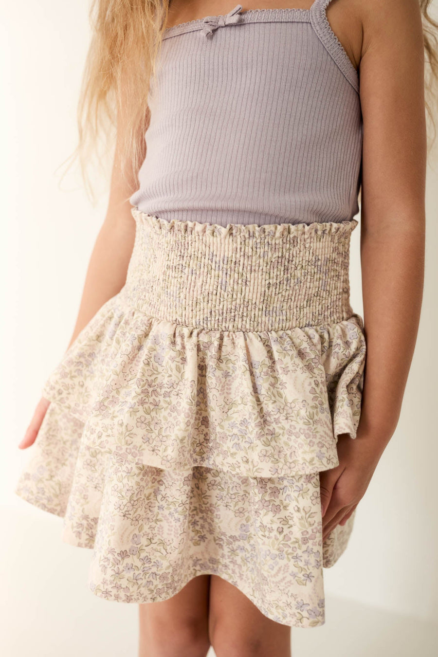 Organic Cotton Ruby Skirt - April Floral Mauve Childrens Skirt from Jamie Kay Australia