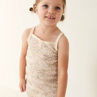 Organic Cotton Singlet - April Floral Mauve Childrens Singlet from Jamie Kay Australia