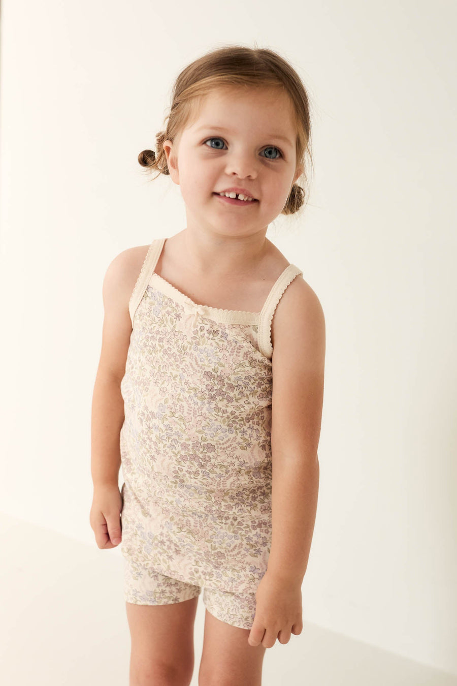 Organic Cotton Singlet - April Floral Mauve Childrens Singlet from Jamie Kay Australia