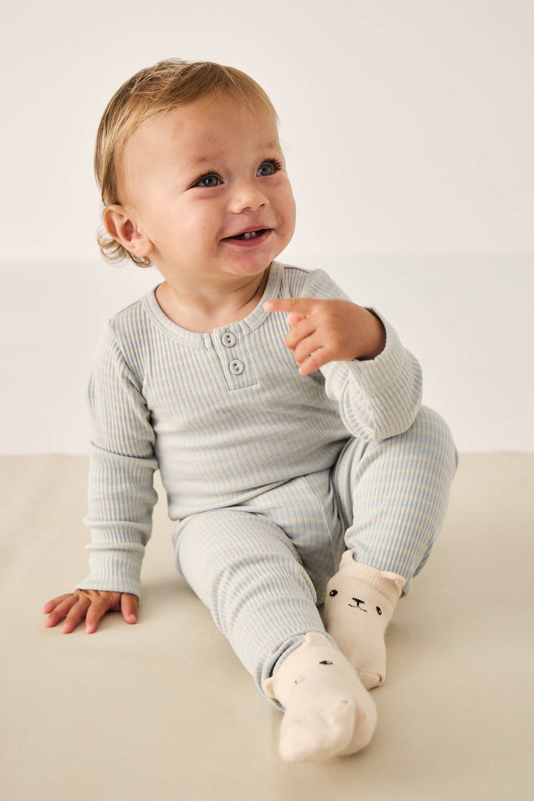 George Bear Ankle Sock - Egret Childrens Sock from Jamie Kay Australia