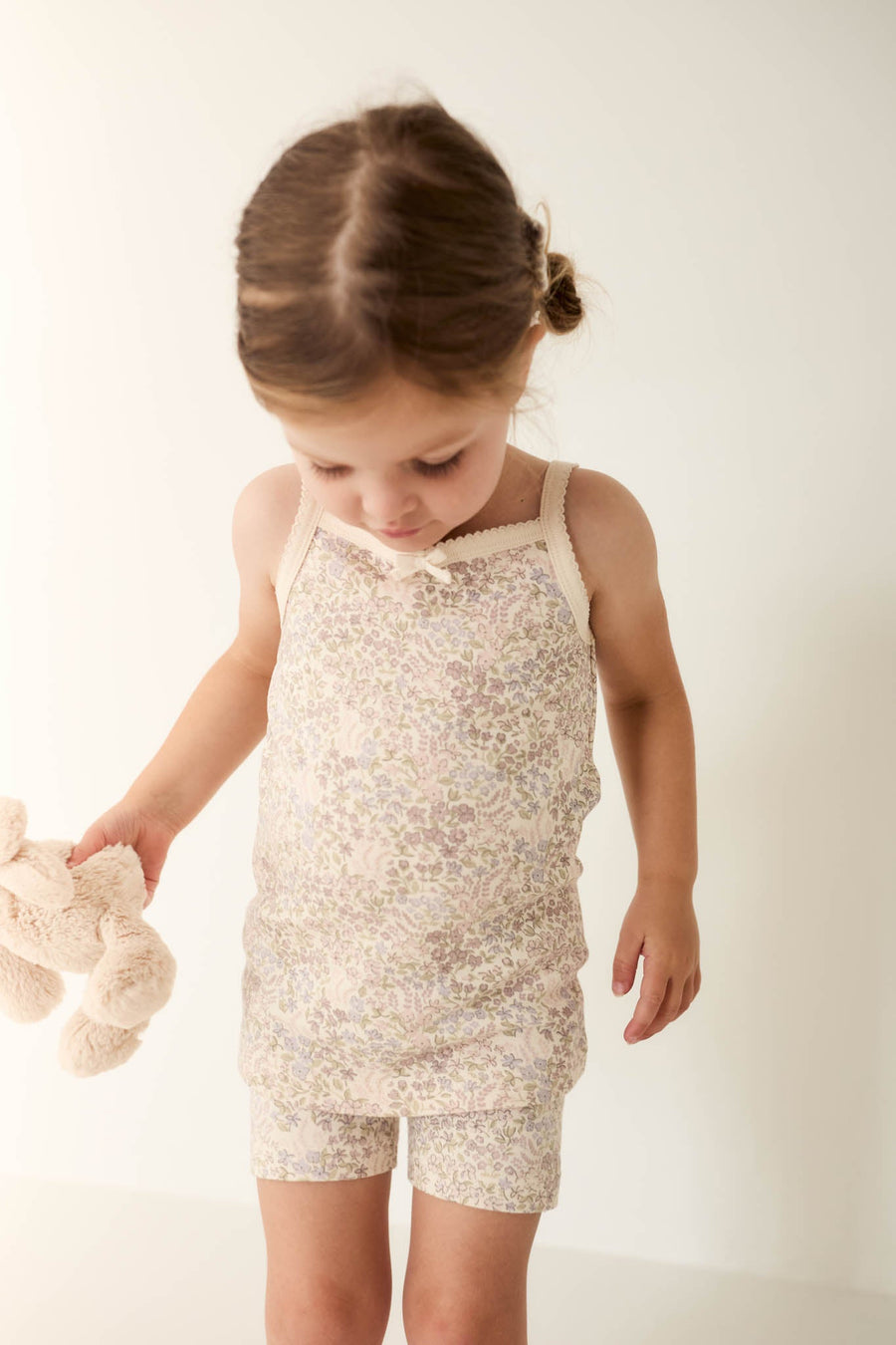 Organic Cotton Singlet - April Floral Mauve Childrens Singlet from Jamie Kay Australia