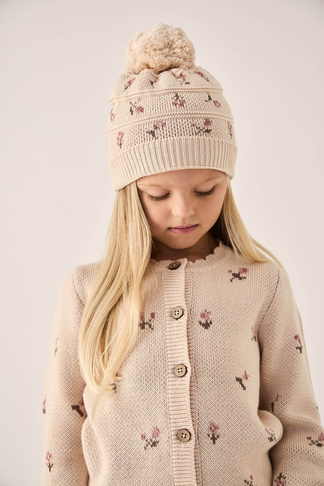 Delilah Cardigan - Delilah Jacquard Misty Rose Childrens Cardigan from Jamie Kay Australia