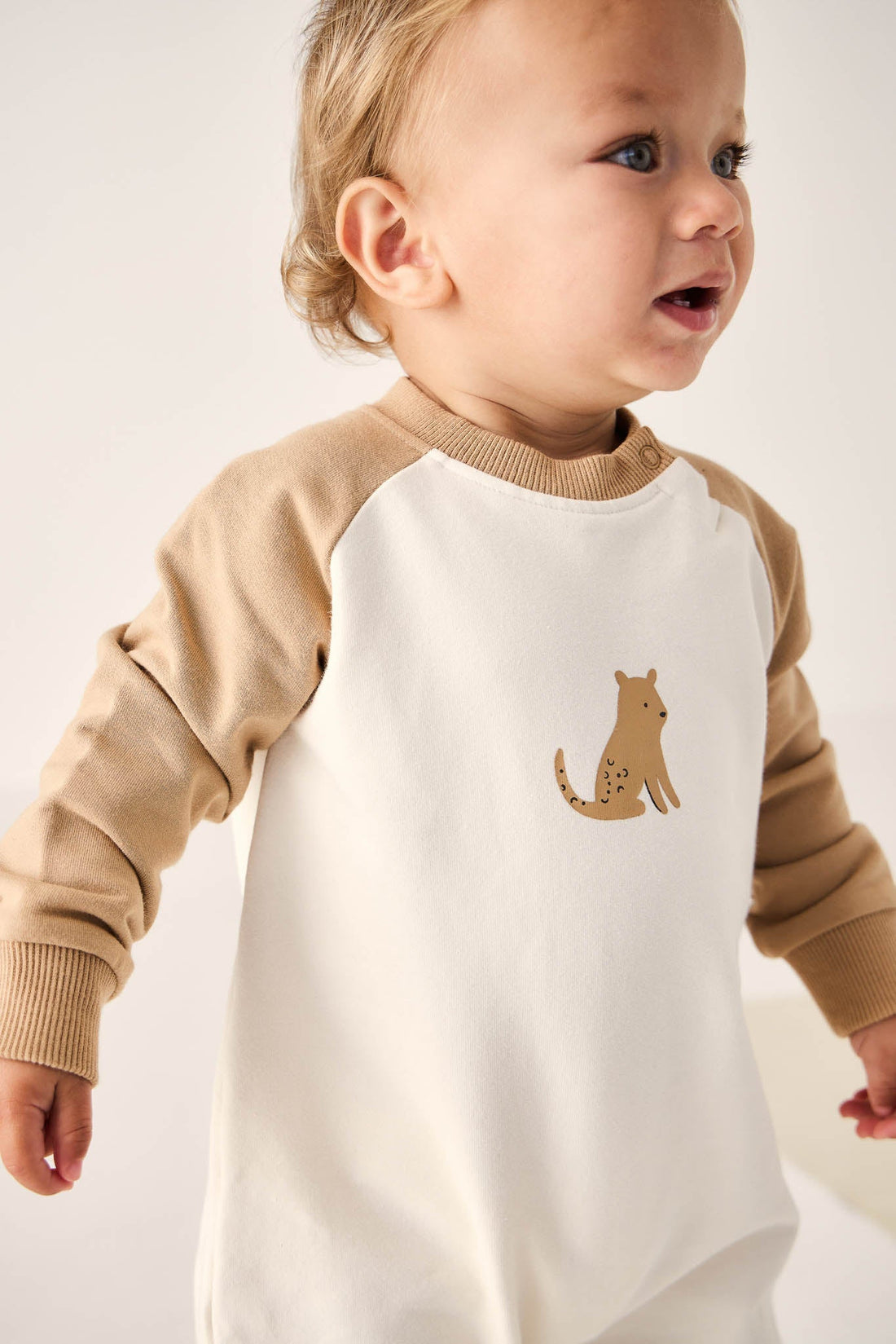 Organic Cotton Tao Sweatshirt Onepiece - Bronzed Leopard Childrens Onepiece from Jamie Kay Australia