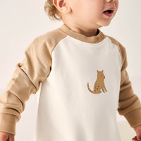 Organic Cotton Tao Sweatshirt Onepiece - Bronzed Leopard Childrens Onepiece from Jamie Kay Australia