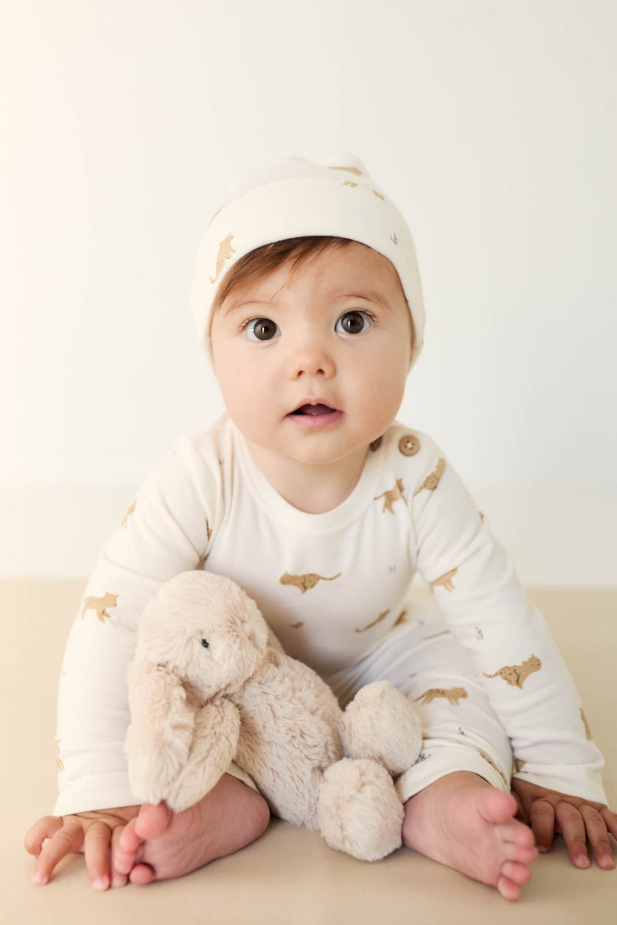 Organic Cotton Knot Beanie - Lenny Leopard Cloud Childrens Hat from Jamie Kay Australia