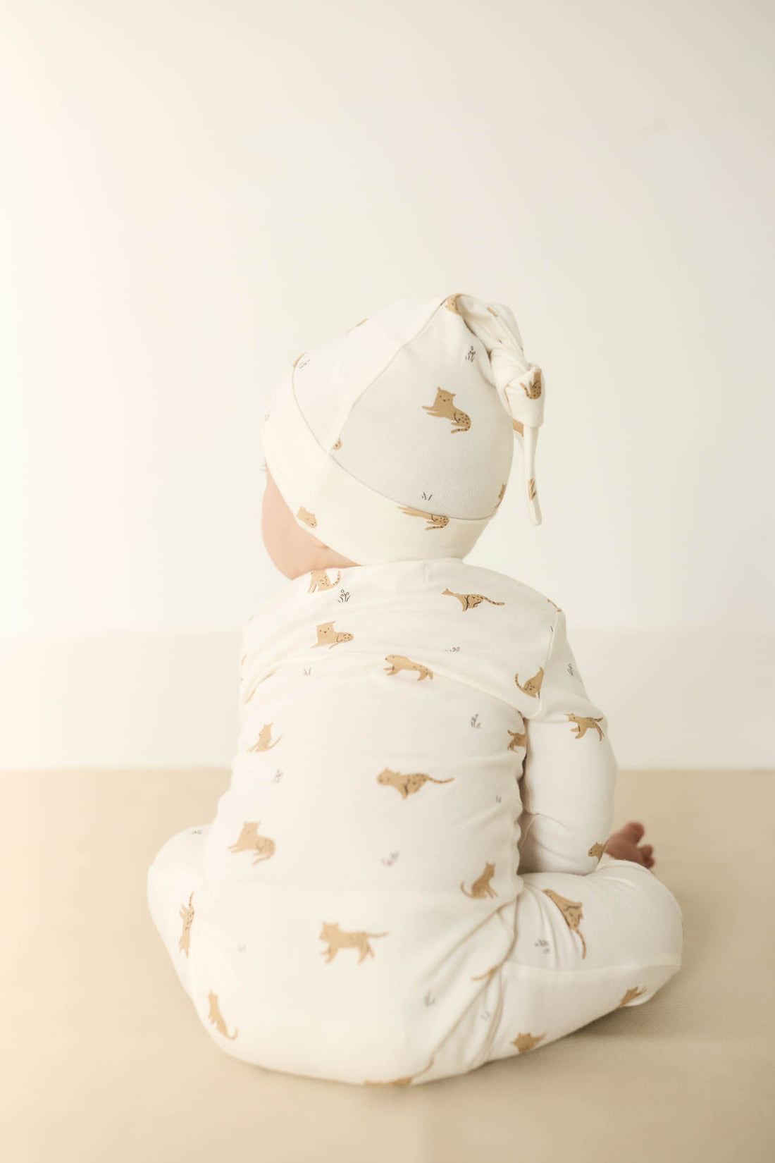 Organic Cotton Knot Beanie - Lenny Leopard Cloud Childrens Hat from Jamie Kay Australia