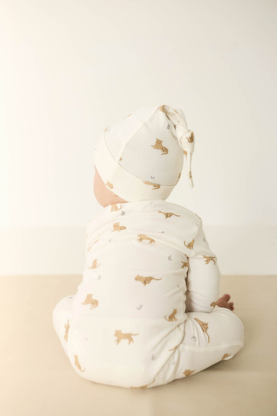 Organic Cotton Knot Beanie - Lenny Leopard Cloud Childrens Hat from Jamie Kay Australia