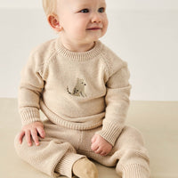 Ethan Jumper - Oatmeal Marle Leopard Childrens Jumper from Jamie Kay Australia