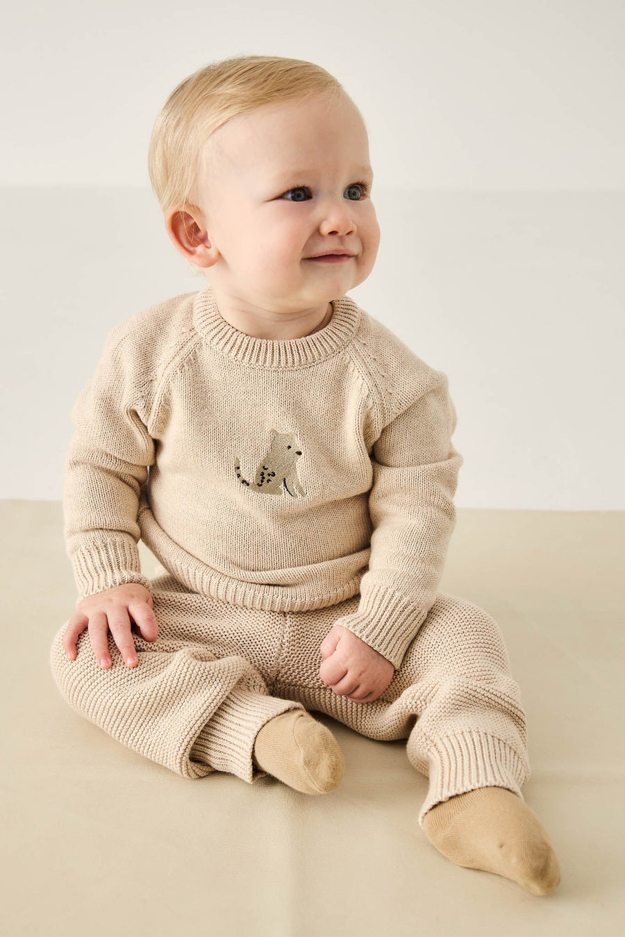 Ethan Jumper - Oatmeal Marle Leopard Childrens Jumper from Jamie Kay Australia