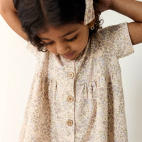 Organic Cotton Lola Dress - April Floral Mauve Childrens Dress from Jamie Kay Australia