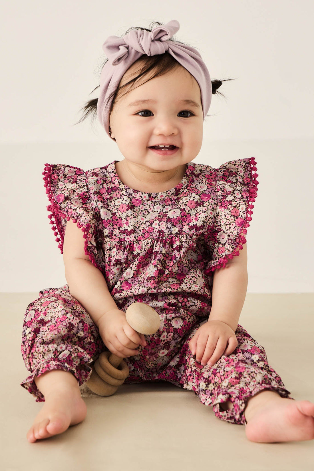 Organic Cotton Martha Playsuit - Garden Print Childrens Playsuit from Jamie Kay Australia