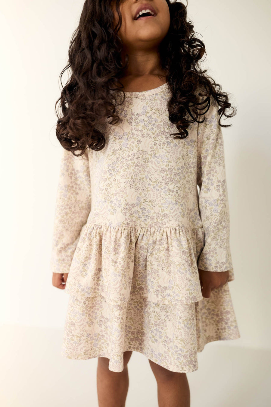 Organic Cotton Fayette Dress - April Floral Mauve Childrens Dress from Jamie Kay Australia