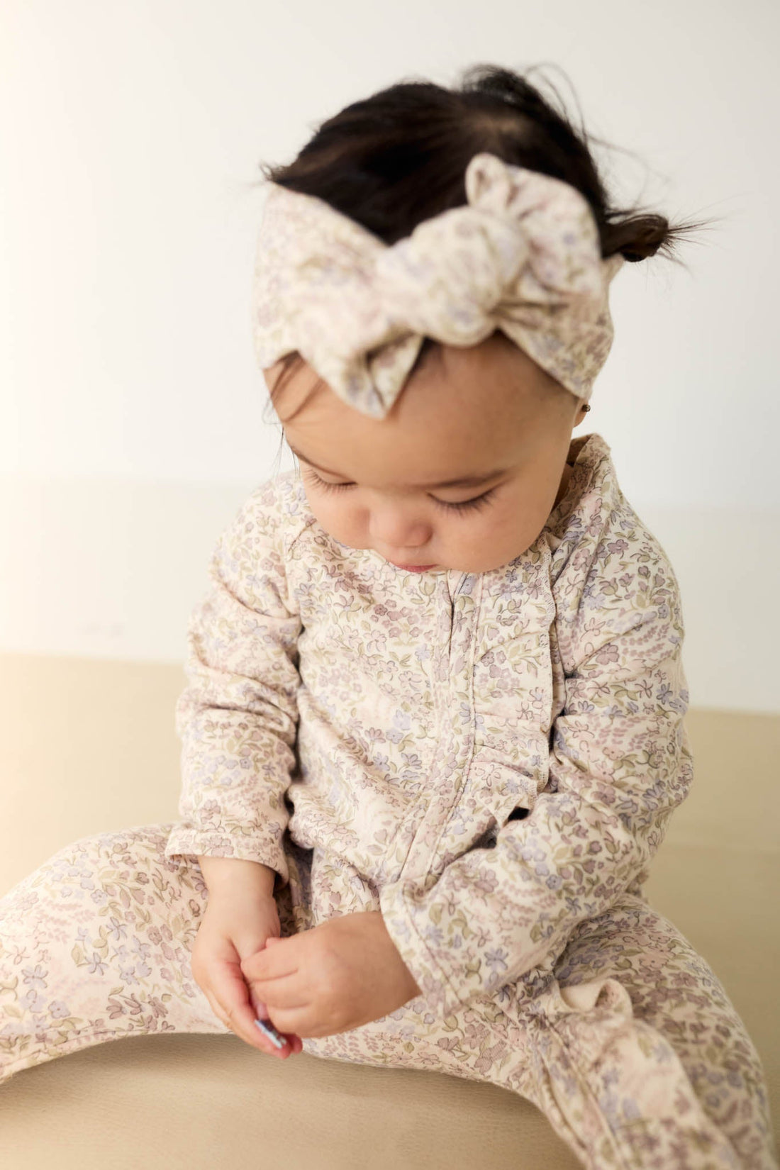 Organic Cotton Melanie Onepiece - April Floral Mauve Childrens Onepiece from Jamie Kay Australia