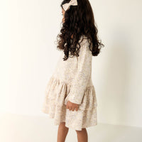 Organic Cotton Fayette Dress - April Floral Mauve Childrens Dress from Jamie Kay Australia