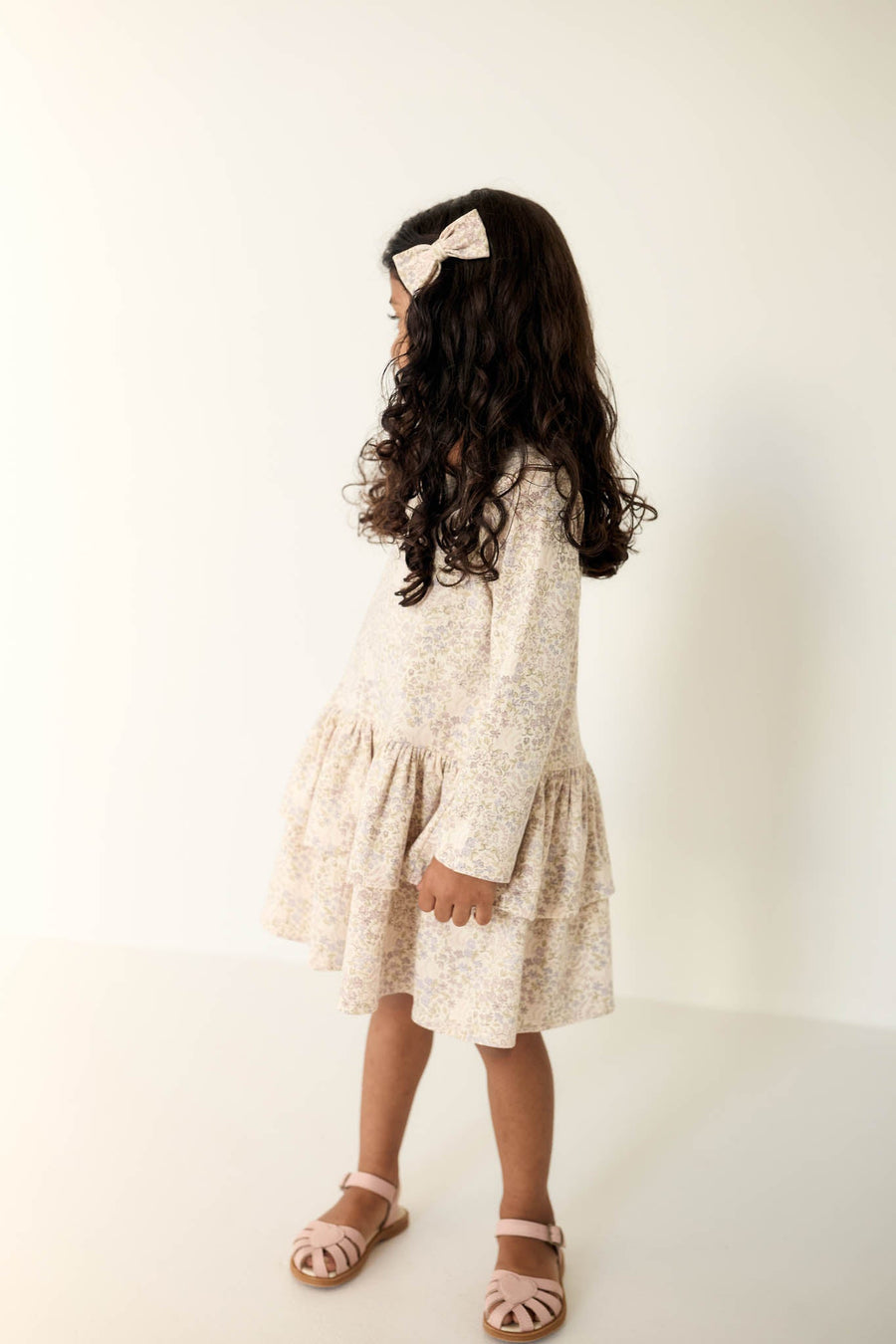 Organic Cotton Fayette Dress - April Floral Mauve Childrens Dress from Jamie Kay Australia