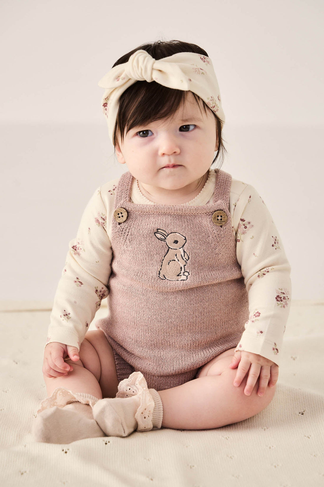 Organic Cotton Long Sleeve Bodysuit - Lauren Floral Tofu Childrens Bodysuit from Jamie Kay Australia