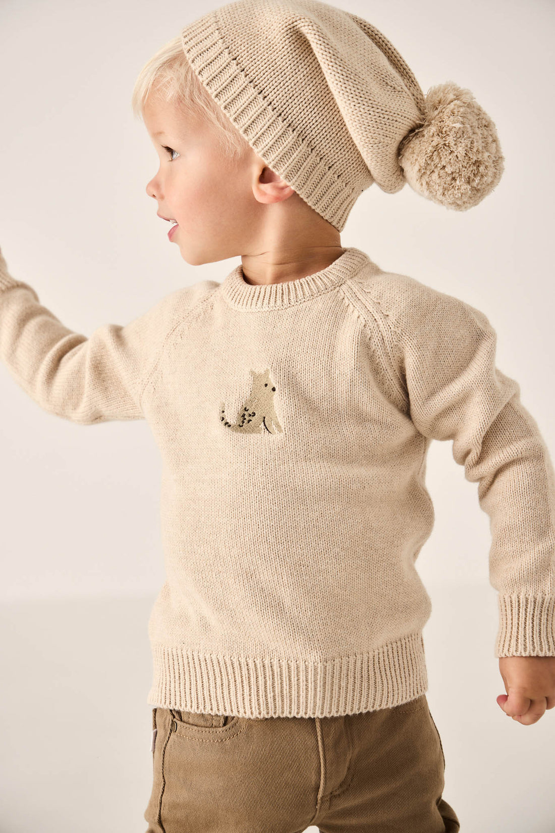 Ethan Jumper - Oatmeal Marle Leopard Childrens Jumper from Jamie Kay Australia