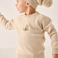 Ethan Jumper - Oatmeal Marle Leopard Childrens Jumper from Jamie Kay Australia