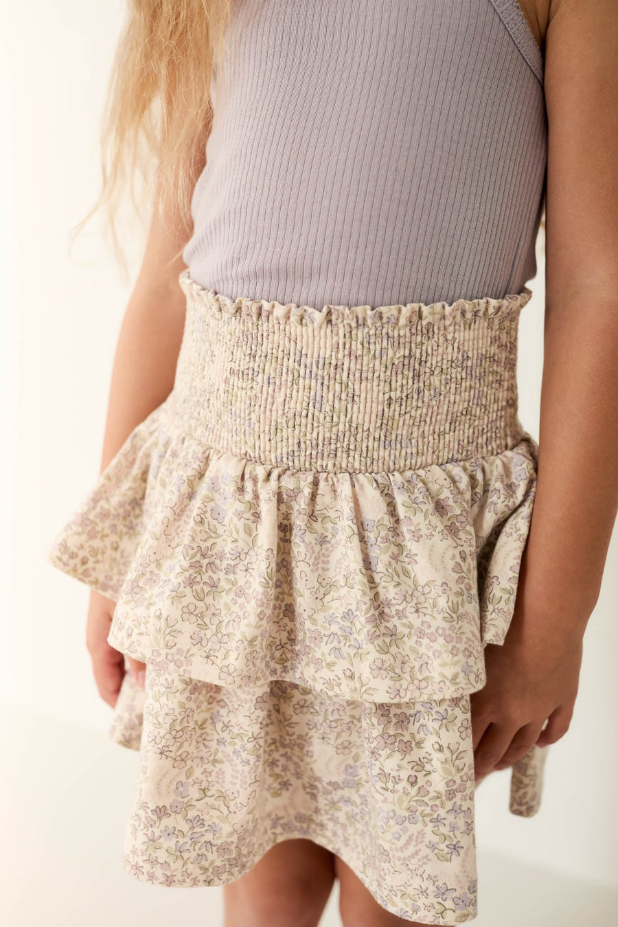 Organic Cotton Ruby Skirt - April Floral Mauve Childrens Skirt from Jamie Kay Australia