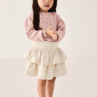 Organic Cotton Ruby Skirt - Rosalie Floral Mauve Childrens Skirt from Jamie Kay Australia