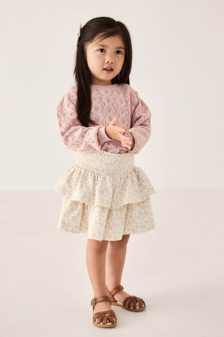 Organic Cotton Ruby Skirt - Rosalie Floral Mauve Childrens Skirt from Jamie Kay Australia