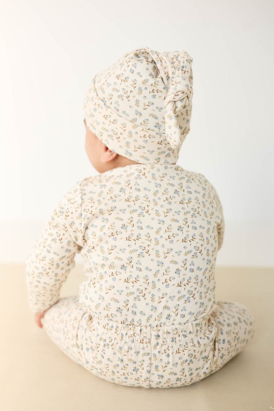 Organic Cotton Knot Beanie - Blueberry Ditsy Childrens Hat from Jamie Kay Australia